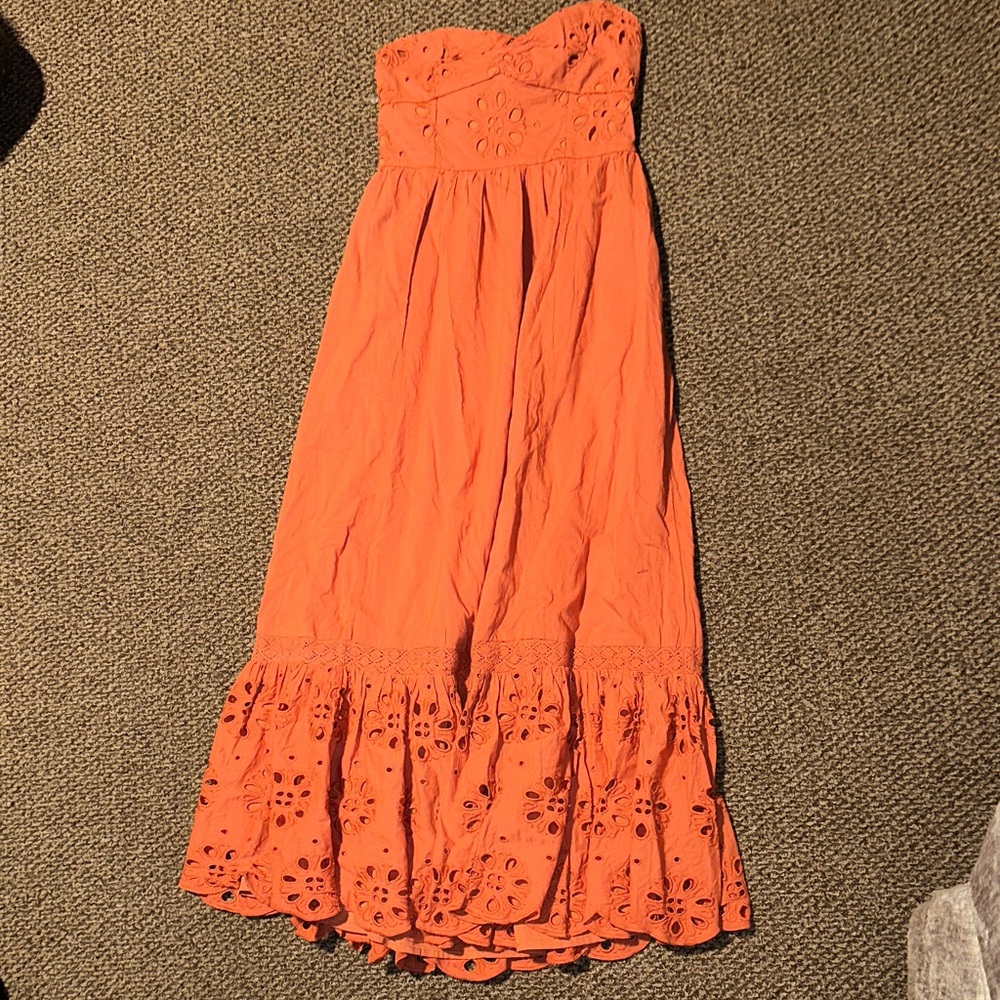 Elegant Orange Strapless Dress